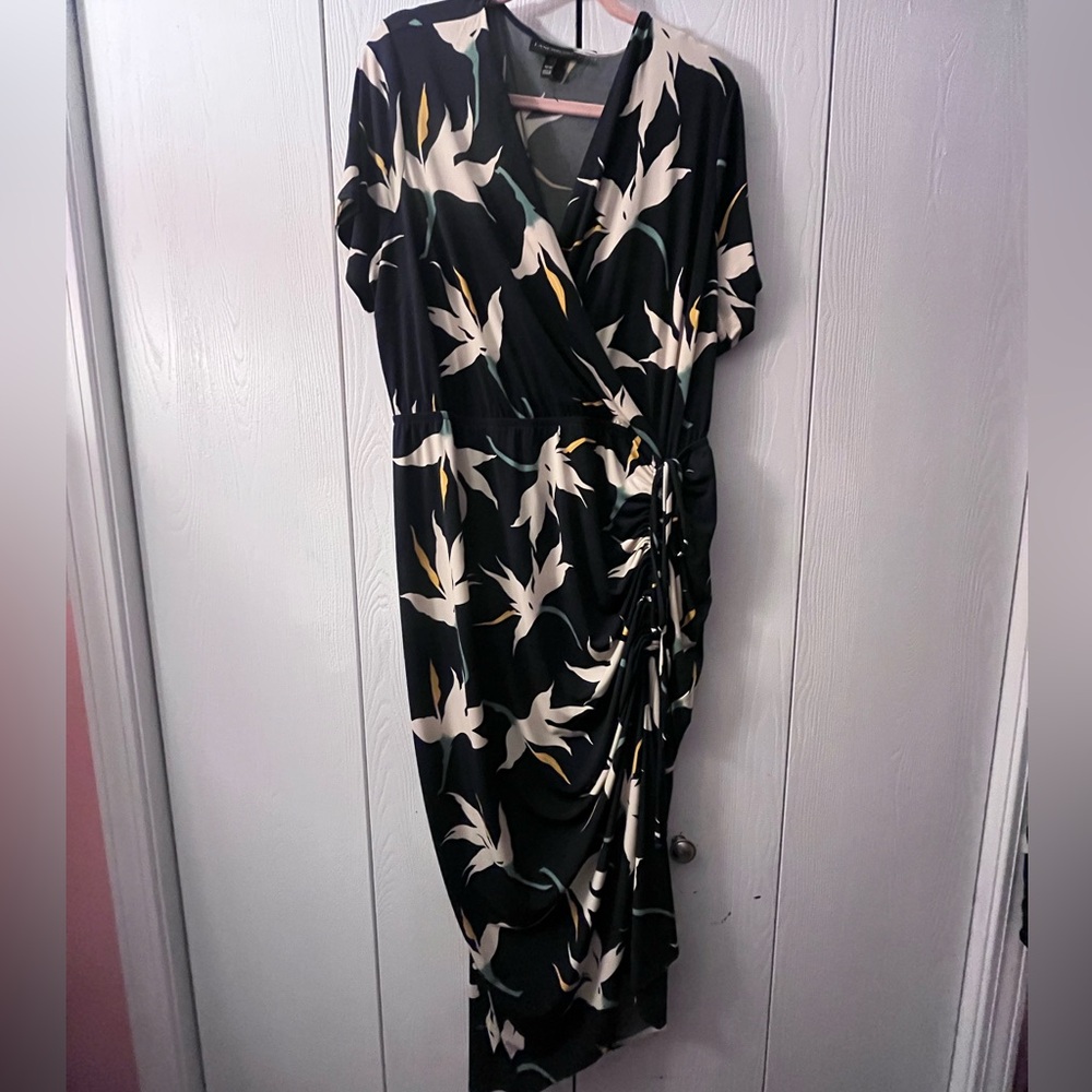 Lane Bryant Black and White Asymmetrical Wrap Dress